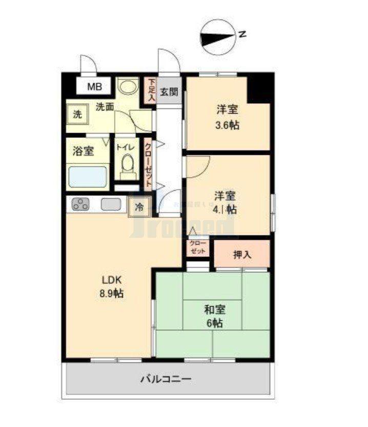マンション白陽(2SLDK/5階)の間取り写真