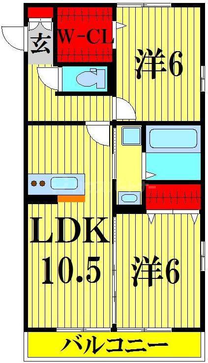 VERDE LAKE(2LDK/1階)の間取り写真