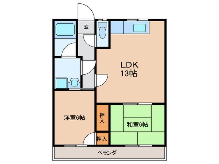 ウエストヴィレッヂ(2LDK/1階)の間取り写真
