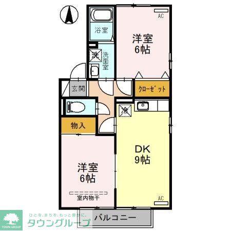 御料所ガーデンD・E(2DK/2階)の間取り写真