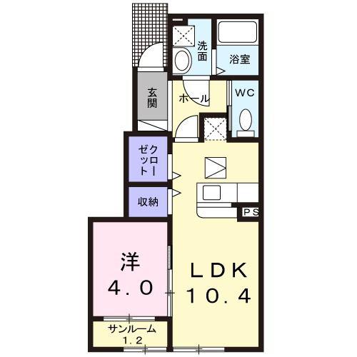 カーサ プラシード(1LDK/1階)の間取り写真