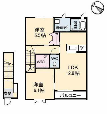 サン・ソニアA棟(2LDK/2階)の間取り写真