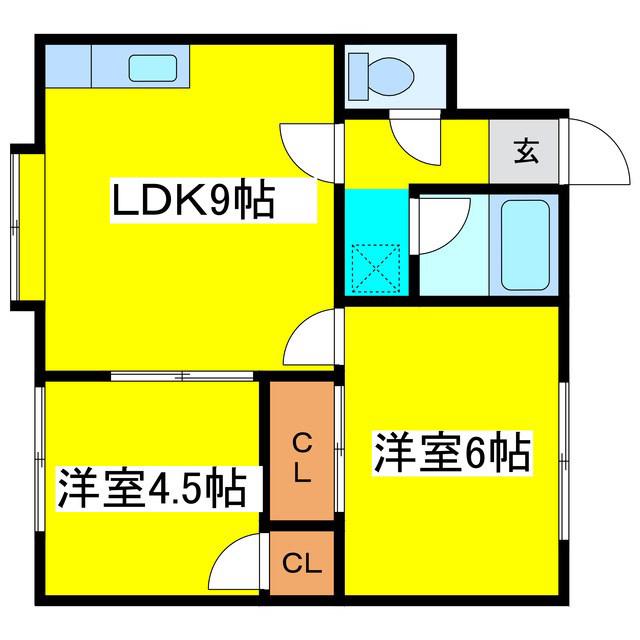 カナルコートI(2DK/2階)の間取り写真
