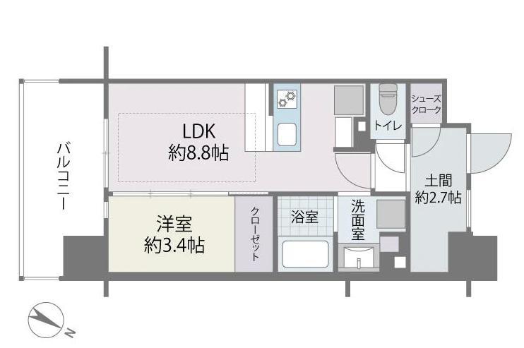 デュオフラッツ西新イースト(1LDK/10階)の間取り写真