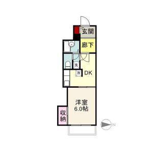 サンシャインビル北棟(1DK/4階)の間取り写真