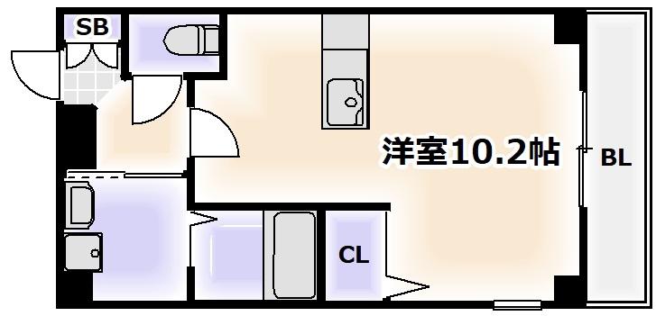 キングスコート桑津(ワンルーム/2階)の間取り写真