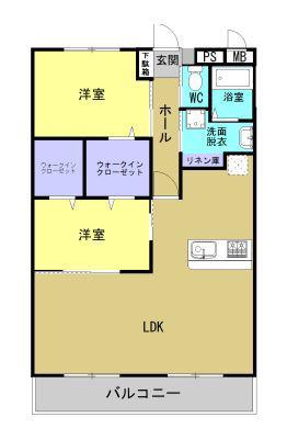 グランディールはませんII(2LDK/1階)の間取り写真
