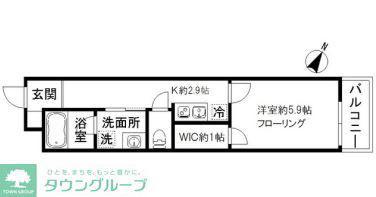 オークコート(1K/2階)の間取り写真