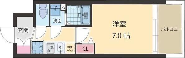 ソルテラスOSAKA弁天町クレアスト(1K/6階)の間取り写真