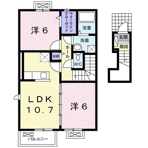 アーク リヴェール(2LDK/2階)の間取り写真