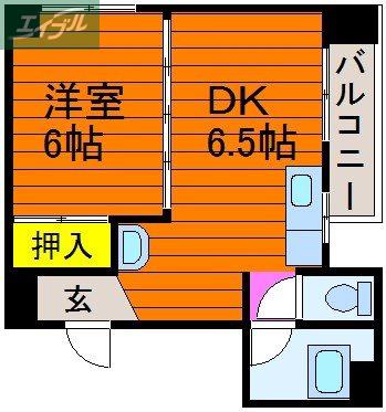 メーゾンS(1DK/4階)の間取り写真