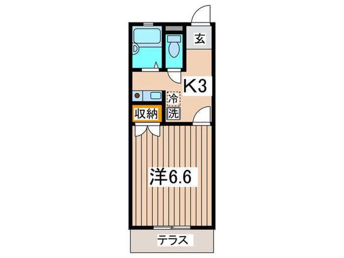 コーポシスル(1K/1階)の間取り写真