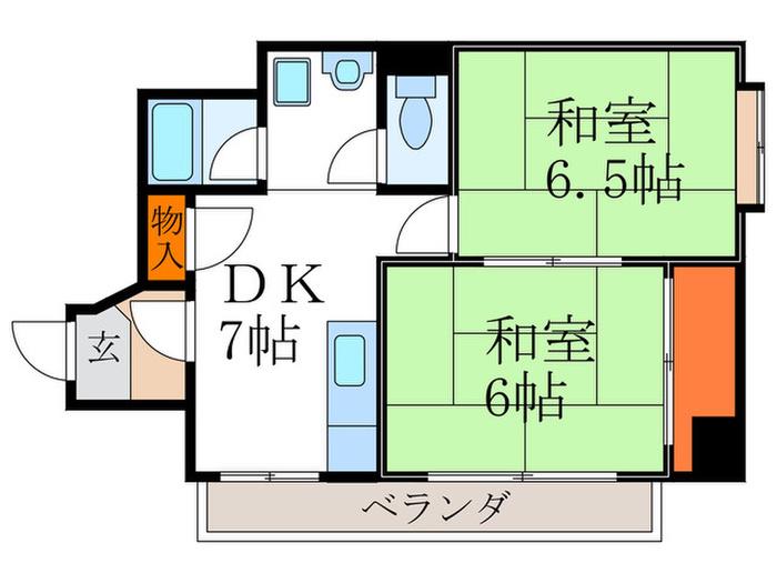 コスモ星の子ハイツ(2DK/4階)の間取り写真