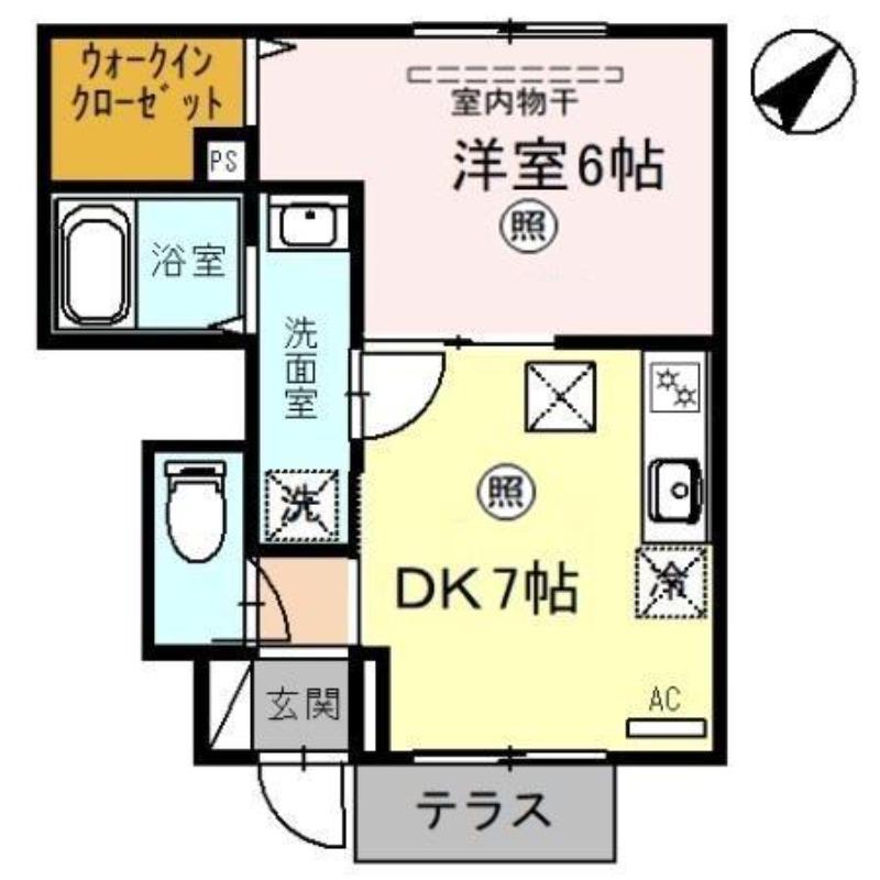 ブルーデイジー(1DK/1階)の間取り写真