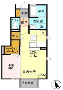 ヴァンヴェール森山(1LDK/1階)の間取り写真