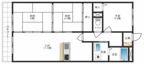 カサエステ壱番館(3LDK/3階)の間取り写真