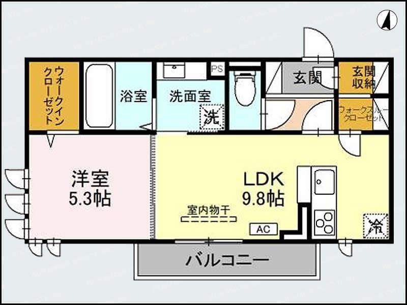 D-ROOM新和(1LDK/2階)の間取り写真