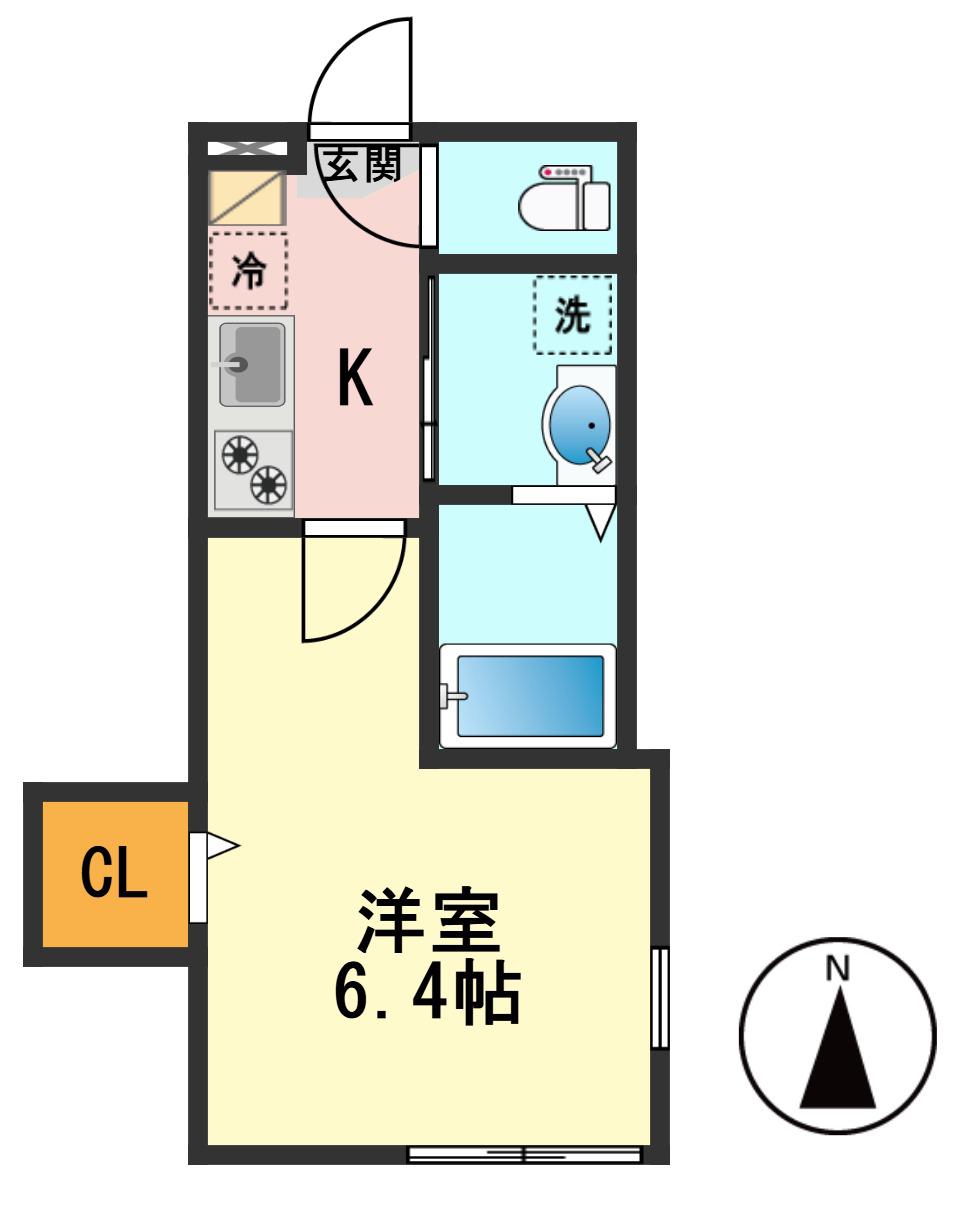 礎レジデンス小岩(1K/2階)の間取り写真