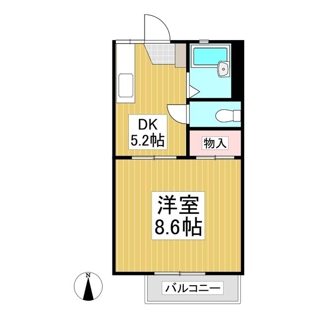 フレグランスりんどう(1DK/2階)の間取り写真