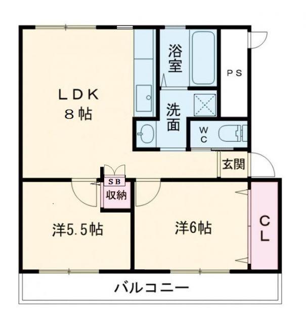 高津橋農住団地B棟(2LDK/5階)の間取り写真