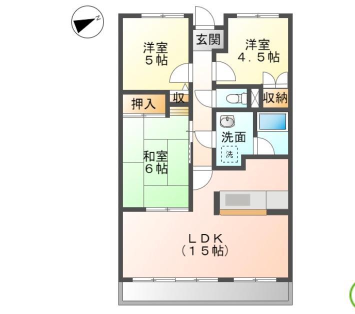 KAGAMIHARAヒルズ(3LDK/1階)の間取り写真