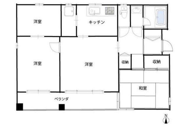 ＪＲ総武線 新小岩駅 徒歩19分 3階建 築33年(3LDK/3階)の間取り写真