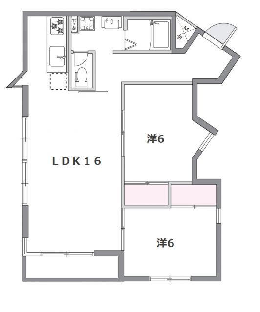 サンハイツ大和第5(2LDK/1階)の間取り写真
