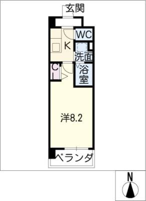 フラワーズドリームII(1K/4階)の間取り写真