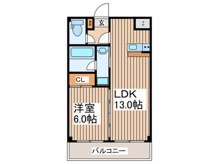 シャルムK(1LDK/2階)の間取り写真