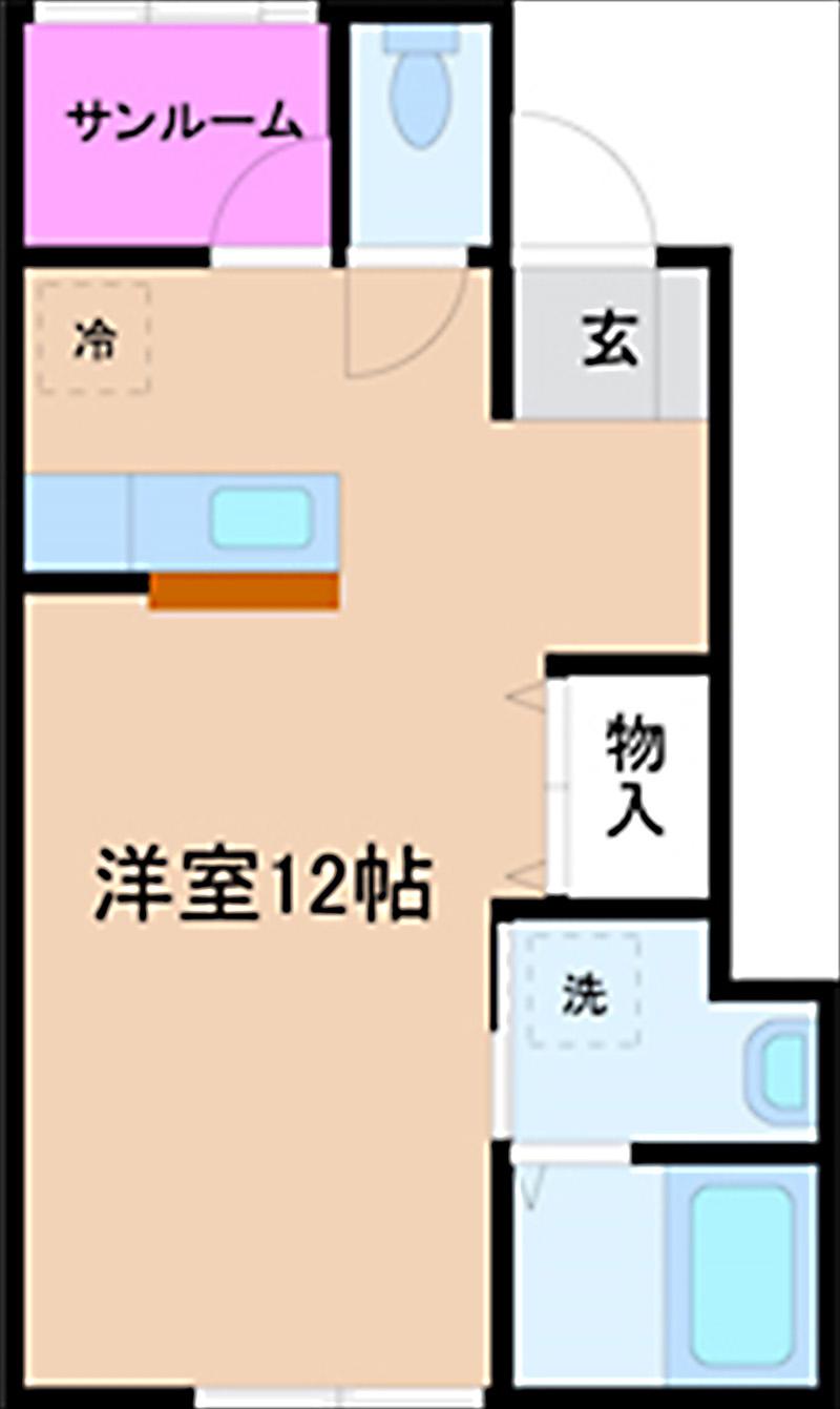 ソラーナB棟(ワンルーム/2階)の間取り写真
