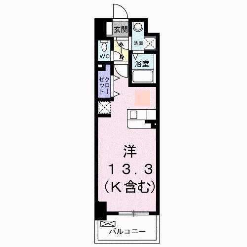 FLレジデンス1(ワンルーム/7階)の間取り写真
