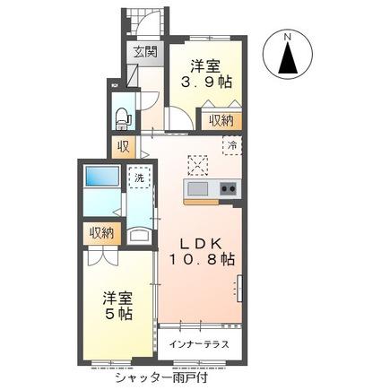 パルティール(2LDK/1階)の間取り写真