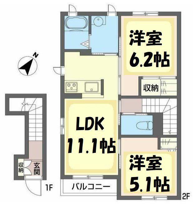 ソルベージョ(2LDK/2階)の間取り写真