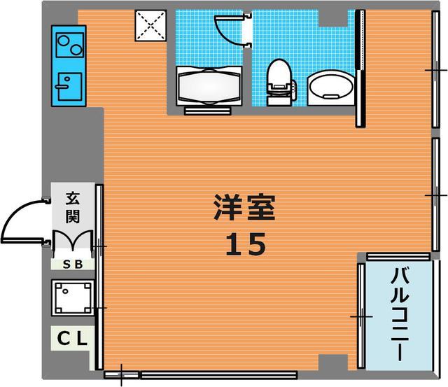 ワイズハウス三宮II(ワンルーム/2階)の間取り写真