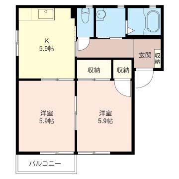 グランシャリオ(2K/2階)の間取り写真