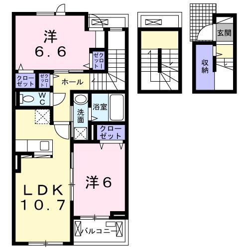 サンライズテラス(2LDK/3階)の間取り写真