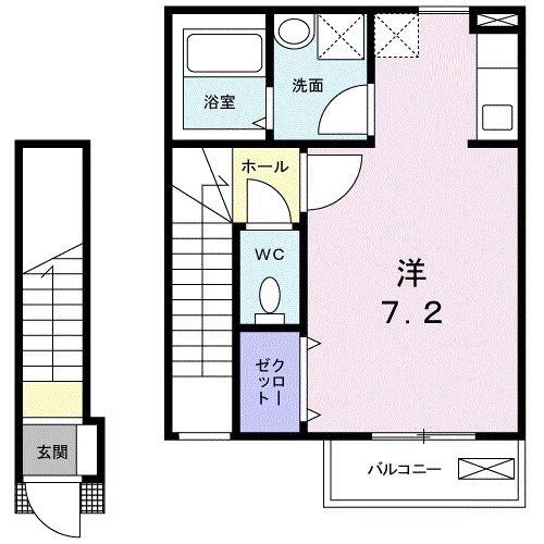 ラークヒルズ(1K/2階)の間取り写真