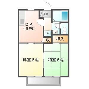 ビーラインアワネ(2DK/1階)の間取り写真