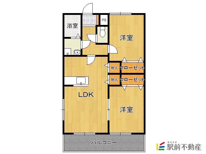 ビオス広川A棟(2LDK/1階)の間取り写真