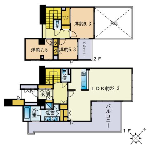 グランドメゾン百道浜オーシャン&フォレスト(3LDK/25階)の間取り写真