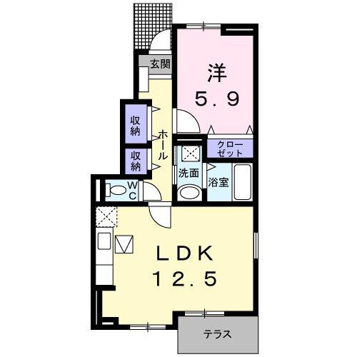 アースリバーF(1LDK/1階)の間取り写真