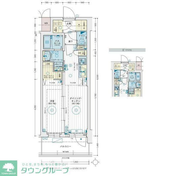 エステムコート名古屋TWIN イースト(1DK/3階)の間取り写真