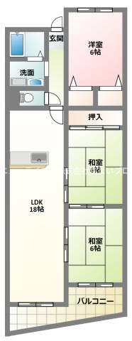 ヴィルヌーブエスト(3LDK/3階)の間取り写真