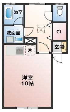 レスポワールNO.3(ワンルーム/2階)の間取り写真