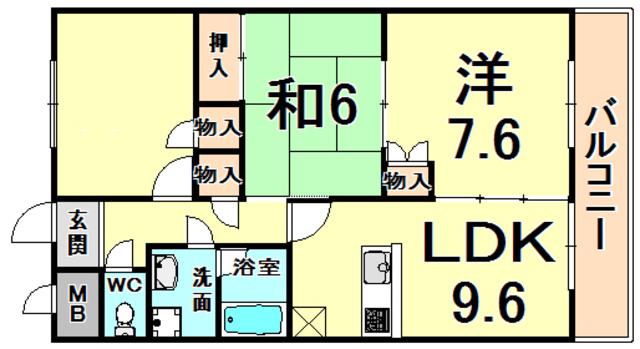 甚樹園マンション弍番館(2SLDK/3階)の間取り写真