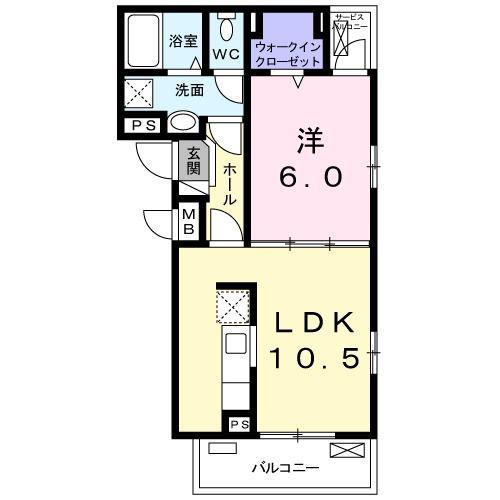 ヴェルチュ(1LDK/2階)の間取り写真