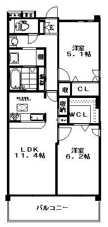 ステラ丸嶋(2LDK/1階)の間取り写真