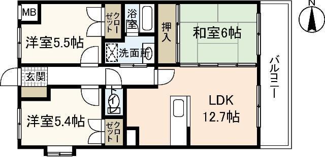 メゾンFS(3LDK/5階)の間取り写真