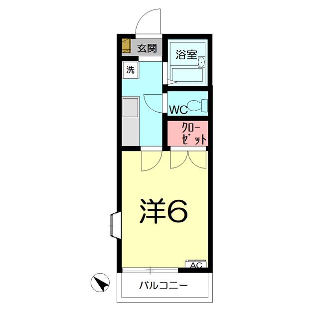 ボヌールY(1K/2階)の間取り写真