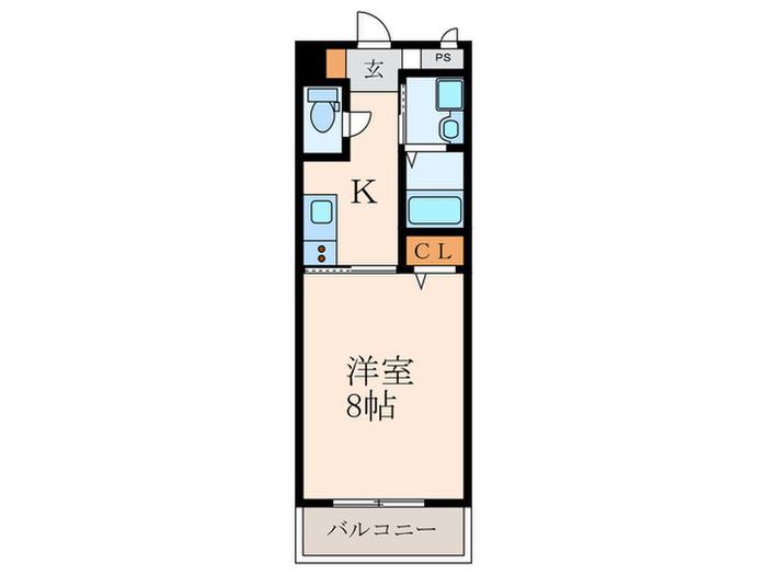ERIOS COURT折尾(1K/2階)の間取り写真